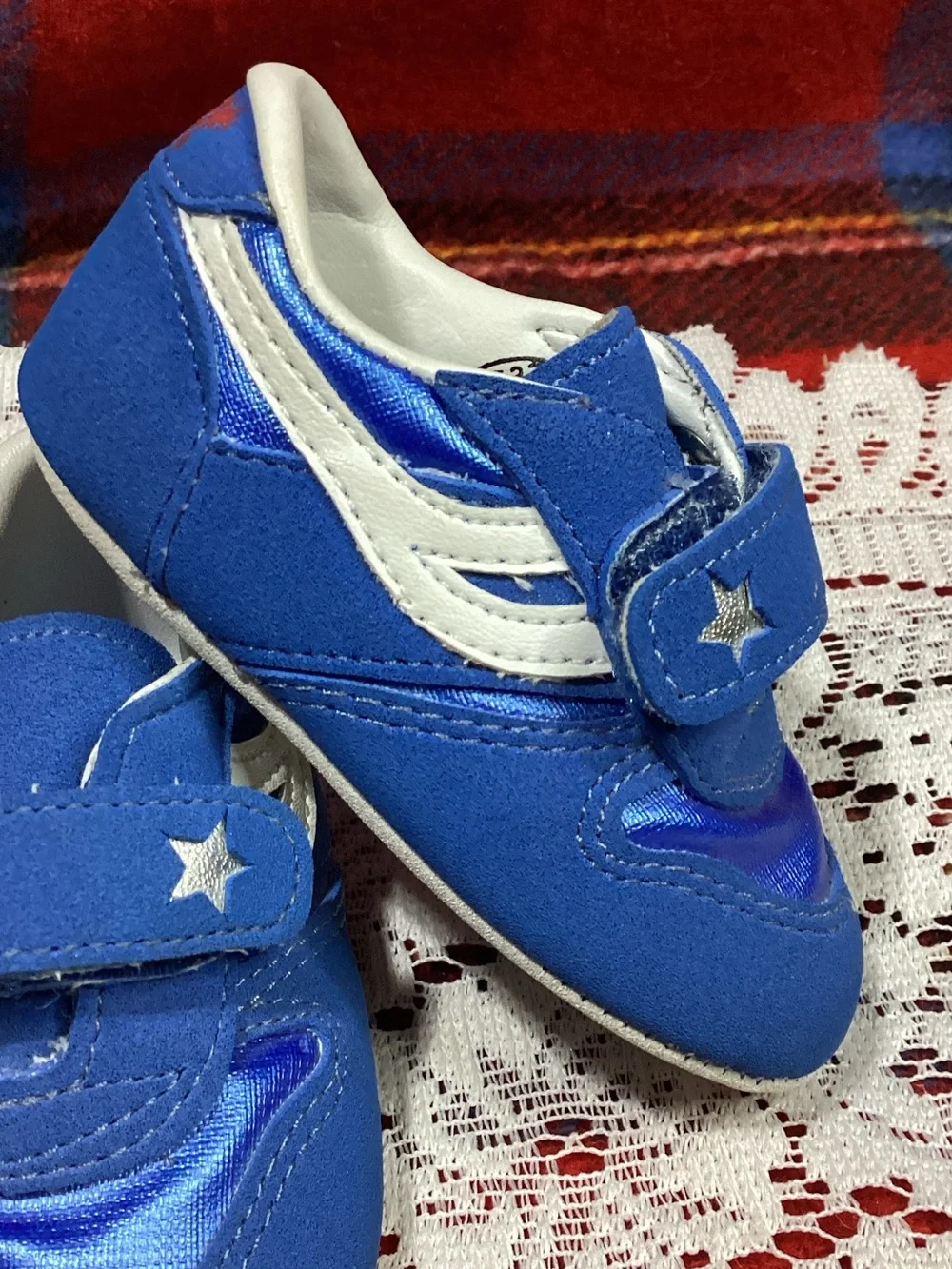 Vintage Dyna Kids Baby Shoes Bright Blue & White Size 1